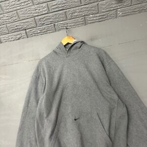 Nike Center Swoosh Hoodie Mens Large Heather Grey Pullover Fleece Sweatshirt